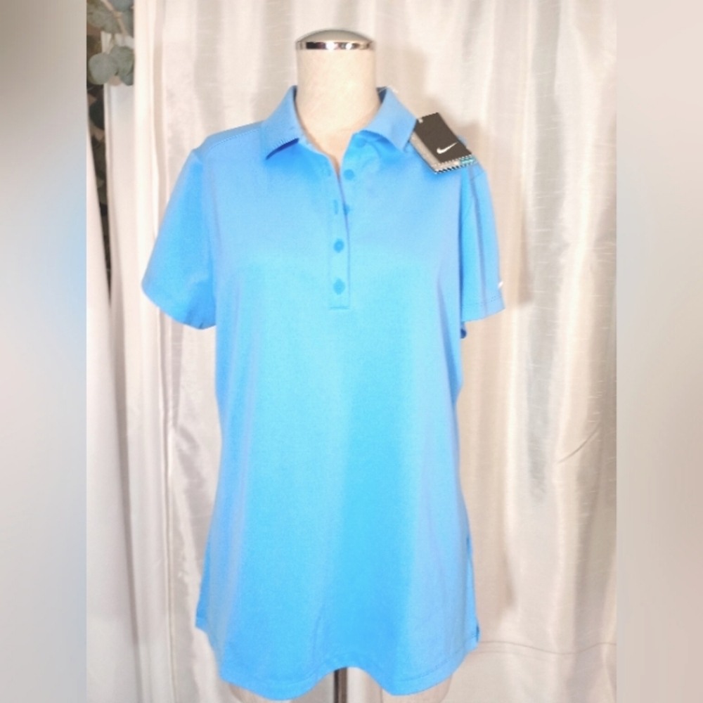 Nike Polo Shirt TAG, Women, blue embroidered logo,  collar, short sleeve, XL